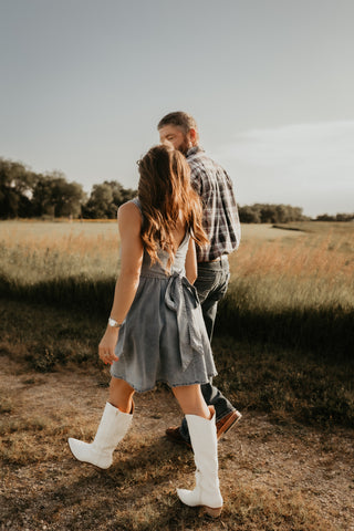 Bowknot A-line Denim Dress