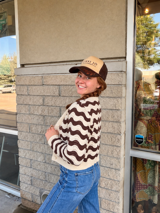 MOCHA WAVE KNIT CARDIGAN