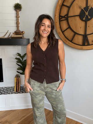 CHOCOLATE KNIT BUTTON VEST
