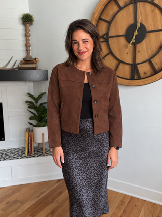 CHOCOLATE FAUX SUEDE JACKET