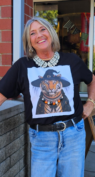 JEWELED TIGER WITCH TEE