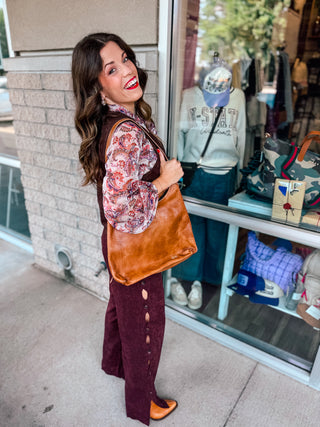 RHEA EGGPLANT BUTTON PANTS