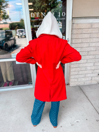 RED HOODEDTRENCH COAT