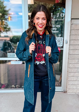 QUILTED DENIM BUTTON JACKET