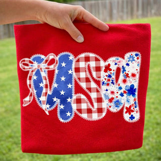 USA GINHAM BOW TEE