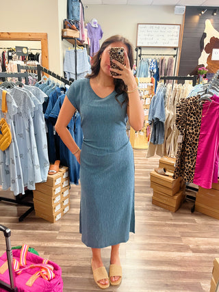 TRIBAL- CREW NECK DRESS- SLATE