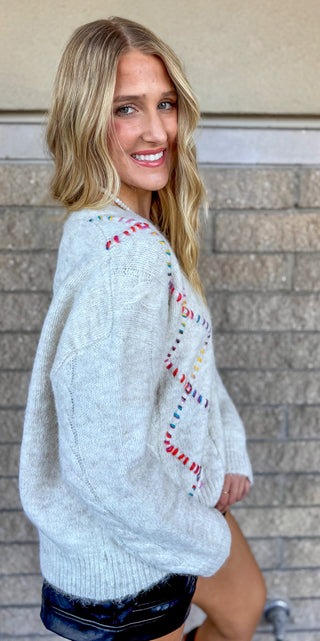 SWEET STITCHES MULTICOLOR CARDI