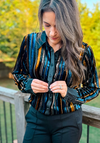 GILDED NIGHTS STRIPE BLOUSE