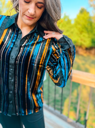 GILDED NIGHTS STRIPE BLOUSE