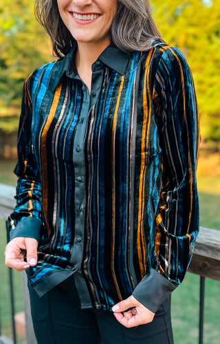 GILDED NIGHTS STRIPE BLOUSE