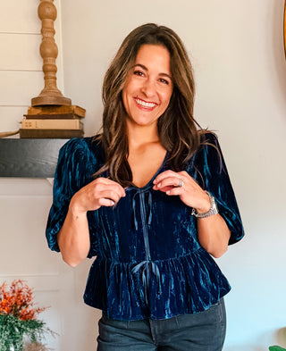 NAVY NIGHTS VELVET TOP