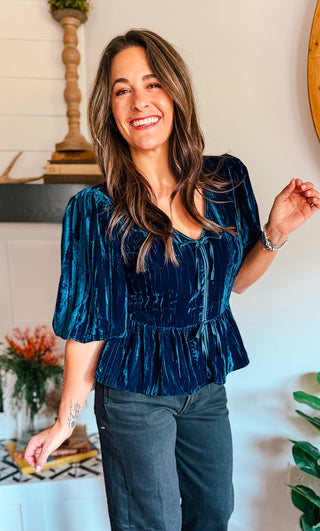NAVY NIGHTS VELVET TOP