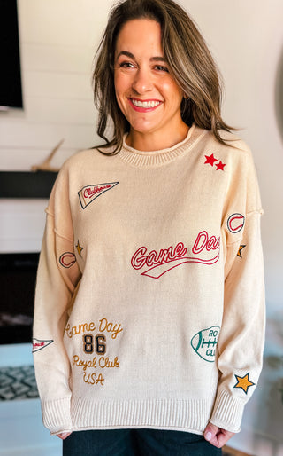 GAME DAY EMBROIDERED SWEATER