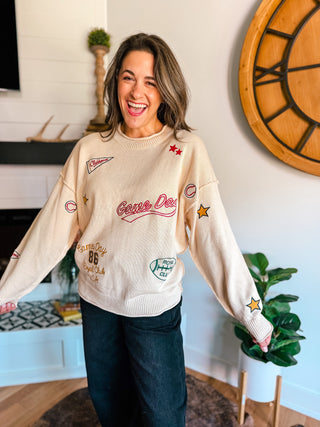 GAME DAY EMBROIDERED SWEATER