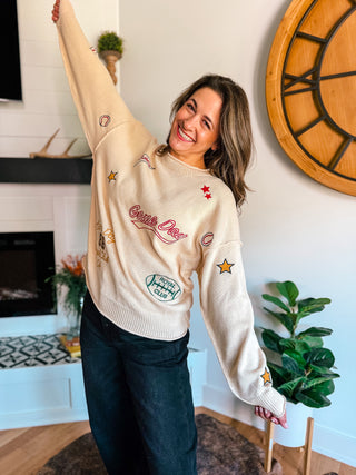GAME DAY EMBROIDERED SWEATER