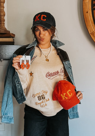GAME DAY EMBROIDERED SWEATER
