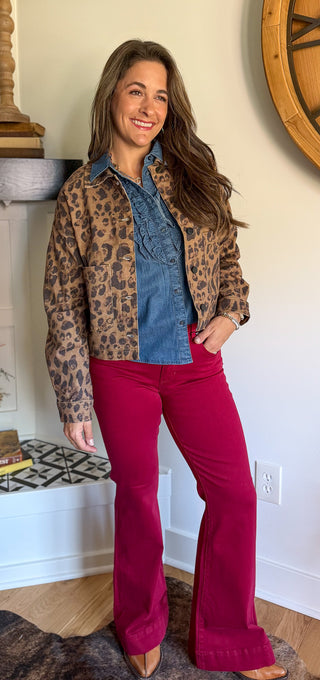 HANNAH CRANBERRY FLARE DENIM