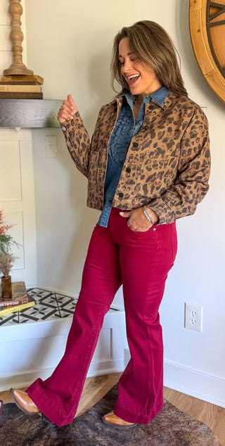 HANNAH CRANBERRY FLARE DENIM