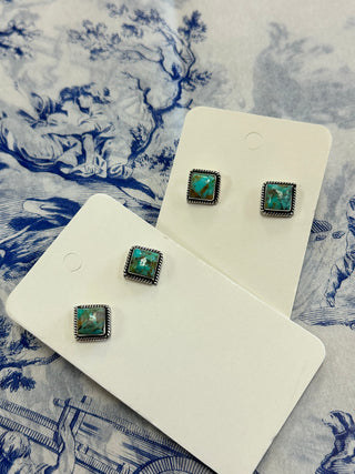 BOHO TURQUOISE SQUARE STUD