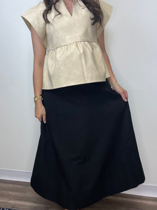 H&T-MIDI SWING SKIRT-BLK