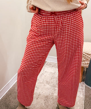 GINGHAM RED PANTS
