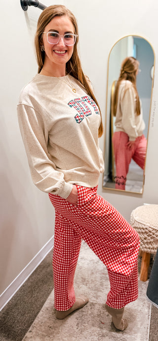 GINGHAM RED PANTS