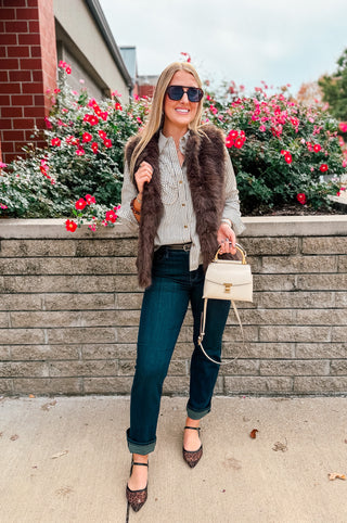 THE LUXE CHOCOLATE FUR VEST