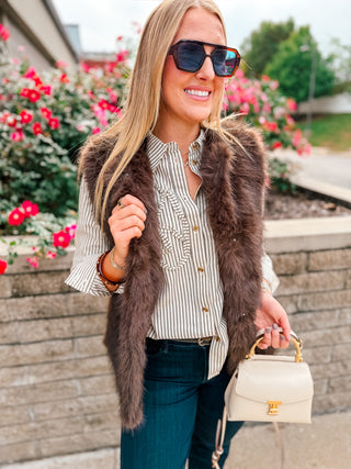 THE LUXE CHOCOLATE FUR VEST