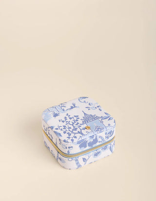 Toile travel jewelry case