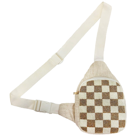 LAC Cream/Gold Beaded Xbody