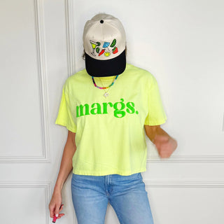 bright yellow 'margs.' t-shirt 