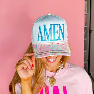 FLORAL AND POLKA DOT AMEN HAT