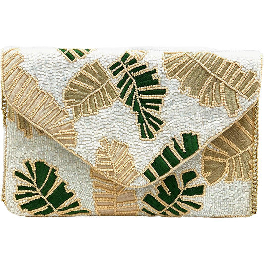 LAC  SUMMER LEAF BEADED CLUTCH