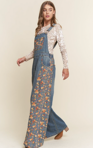 JNNA-FLORAL DENIM OVERALLS