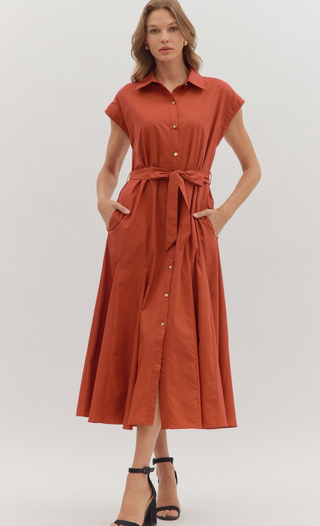 ENT- PAULA BU DRESS-BRICK