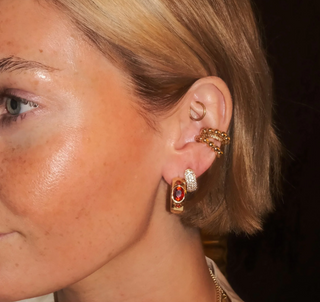 N&S- CZ BEZEL HOOPS- RED