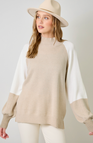 MY-COLOR BLOCK MOCK NECK