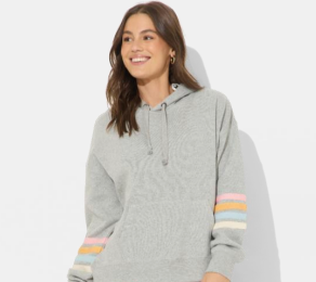 OD-GREY STRIPED HOODIE
