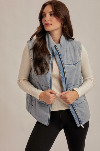 H&T-DENIM PUFFER VEST
