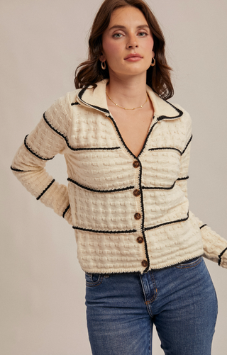 H&T- KNIT STRIPE CARDI