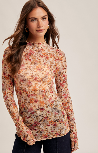 H&T- FLORAL MESH TOP