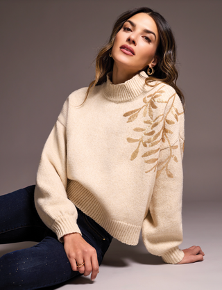 TRIBAL-MOCK NECK SWEATER