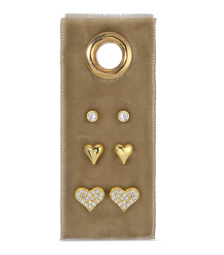 SI-HEART VELVET STUD SET