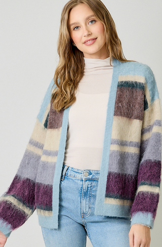 MY- FUZZY COLOR BLOCK CARDI