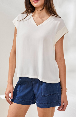 CAP SLEEVE VNECK BLOUSE