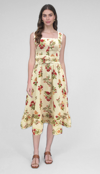 Multicolored Floral belted dress  summer dress