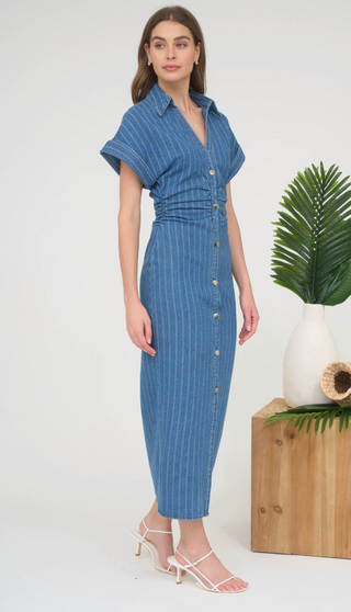 DENIM STRIPED DRESS 