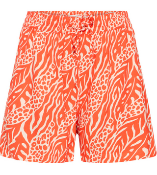 bright orange and white patterned shorts