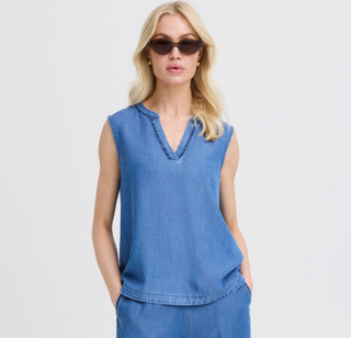 Denim/Tencel sleeveless top 