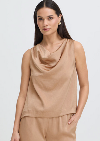 Taupe draped tank top 